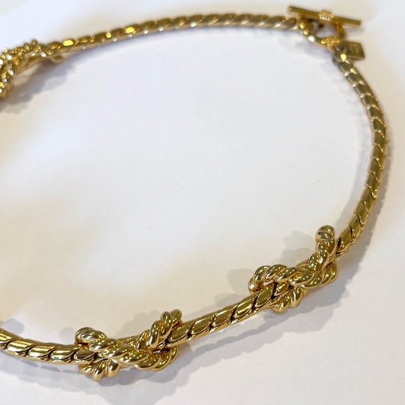 Vintage 90s Anne Klein Rope Twisted Knot Necklace Gold Tone Chunky 18” - Picture 3 of 5